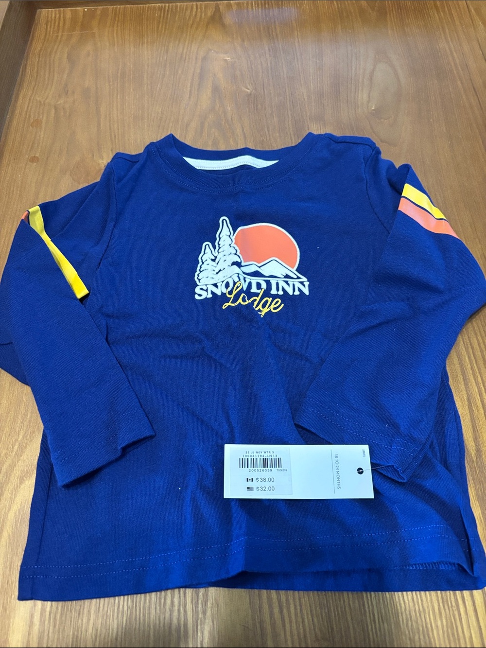NWT Janie and Jack Snowy Lodge Graphic Long-Sleeve Tee - Blue
